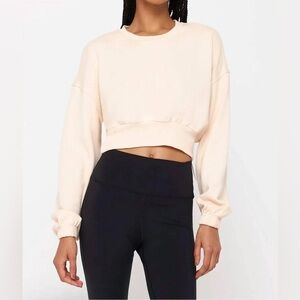 SPIRITUAL GANGSTER Aspen Sweatshirt Balloon Sleeve Cropped In Blush S